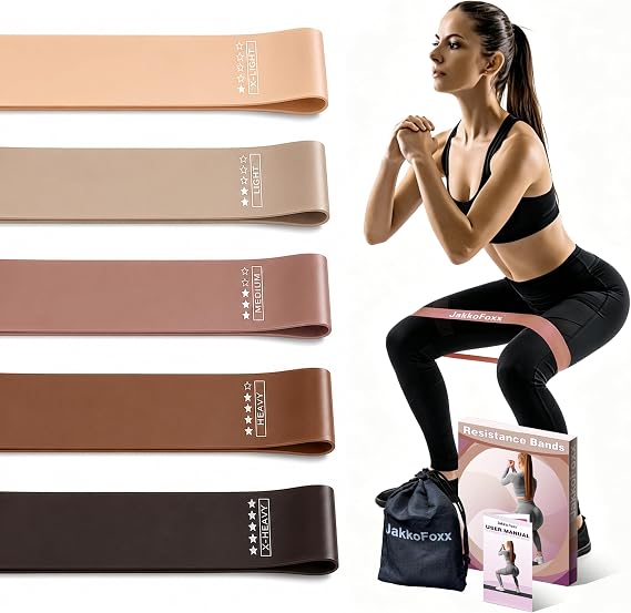 Resistance Loop Exercise Bands, Resistance Bands Exercise Bands for Home Fitness, Stretching, Strength Training, Physical Therapy,Elastic Workout Bands for Women Men Kids, Set of 5