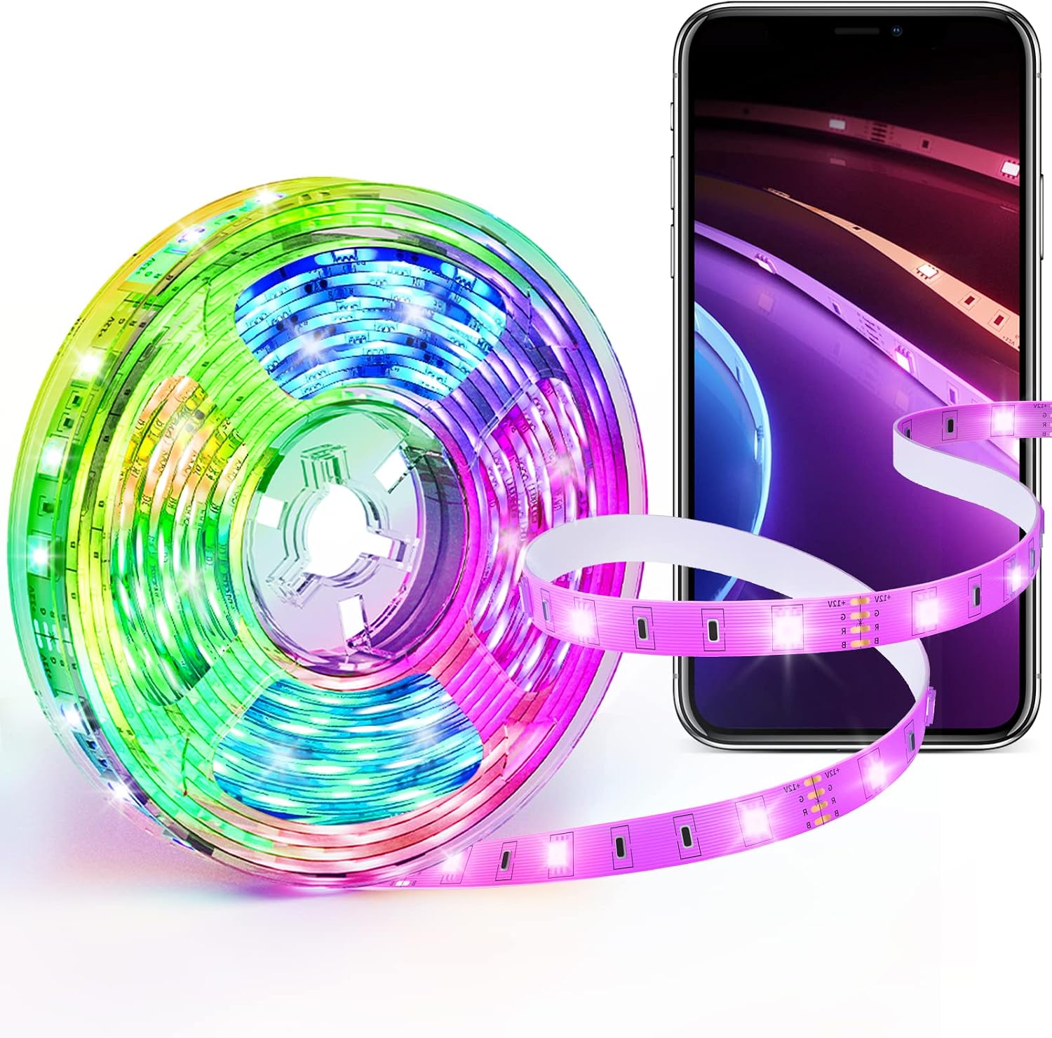 Works with Alexa Certified SwitchBot LED Tape Light Alexa Switchbot - RGB Dimmable Multicolored 16 Million Colors LED Tape Light Wi-Fi & Bluetooth Indirect Lighting 5M Cutable for Google Home IFTTT