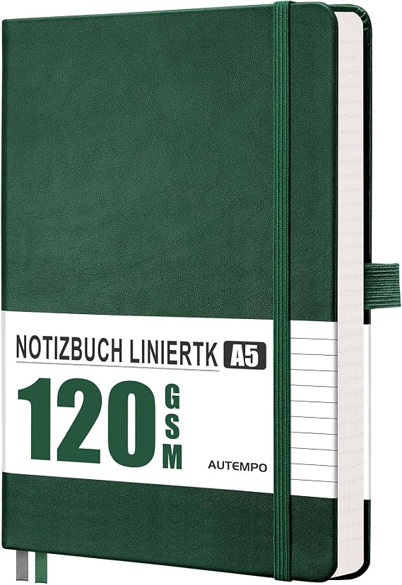 Notebook A5 Ruled 120 g/m² Paper 160 Pages Dark Green