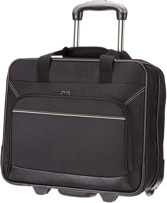 Amazon Basics Laptop Case with Fast Moving Wheels and Accessible Front Pocket, Fits Laptops up to 15.6 Inches, Black