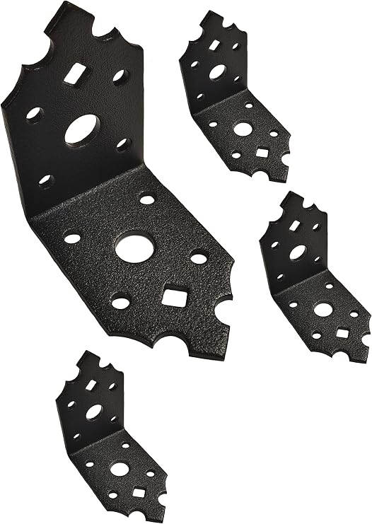 Black Angle Brackets Heavy Duty 65x65mm, Decorative Metal, 4 Pack