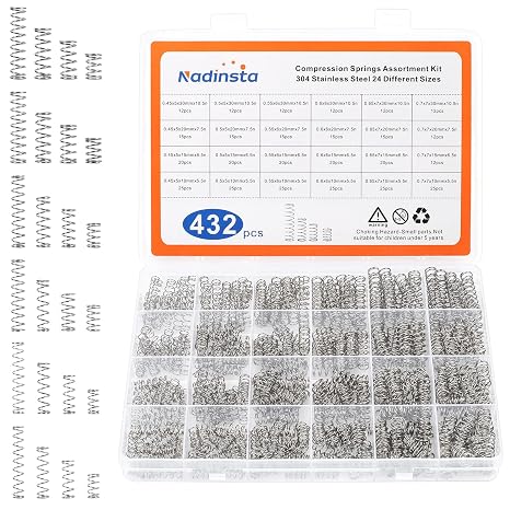 432 pieces compression springs assortment 24 sizes stainless steel compression spring
