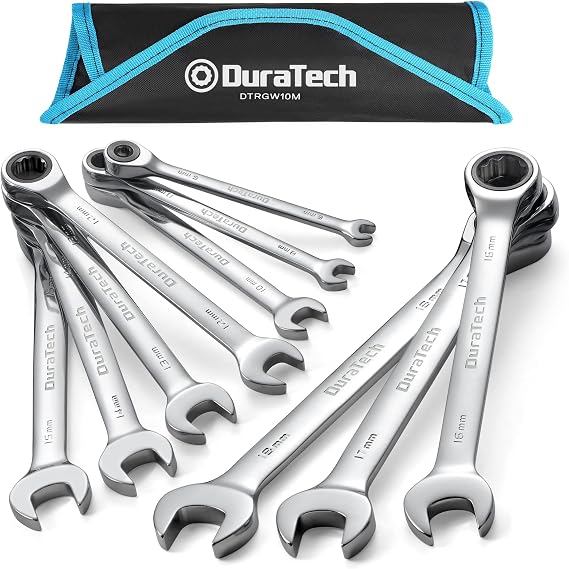 DURATECH 10-Piece Ratchet Combination Spanner Set, 6-18 mm, Cr-V Steel