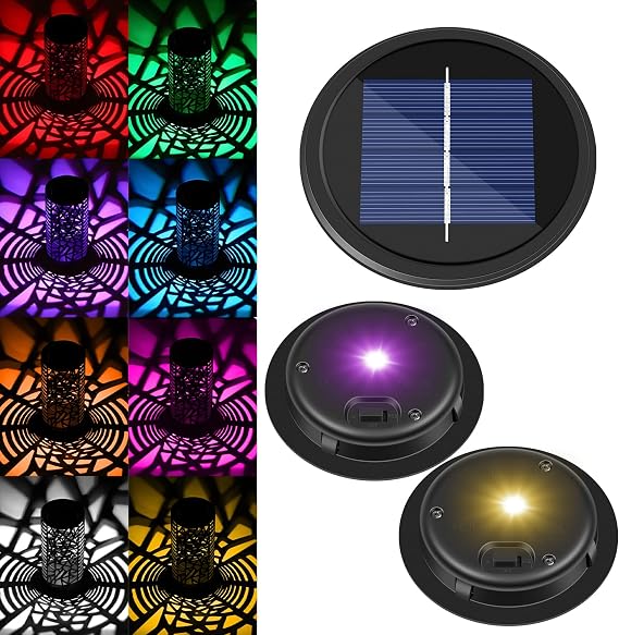 2 Pack 9cm Solar Light Replacement Top,Warm White & Color Changing [Energy Class A]
