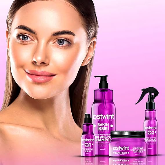 Ostwint Saç Bakım İksiri Strengthening Protein Seti, Kusursuz Saç Bakımı İçin 4'lü Set Şampuan, Saç Kremi, Saç Serumu, Saç Maskesi