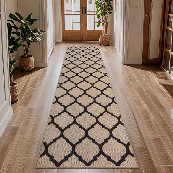 Runner Rugs for Hallway Non Slip 60x240cm, Woven Runner Rugs for Kitchen, Braided Absorbent Long Floor Carpet, Washable Floor Mat for Entryway, Entrance, Bedroom, Hall