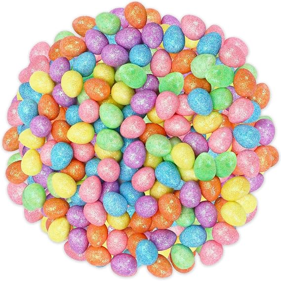 JUNEBRUSHS Easter Eggs Decor, 120 Pcs Glitter Mini Foam Easter Eggs