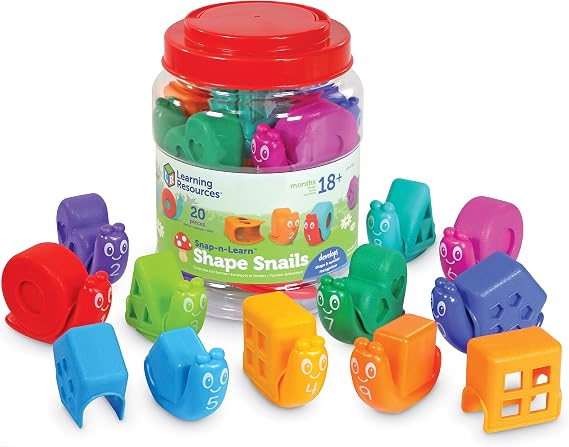 Learning Resources Snap-n-Learn Shape Snails, Toddler Activities, Educational Toys, Set Colour, Teaching Toys, 20 Pieces, Age 18 Months+, LER6722, Multicolor