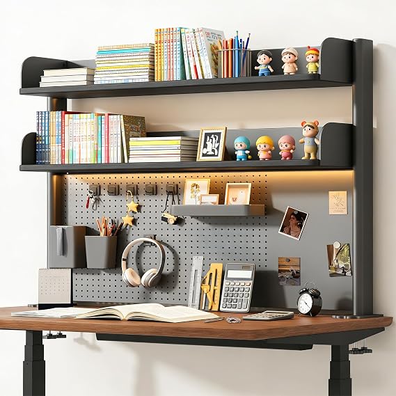 Pegboard Desk Shelf, Two Layer Countertop Storage Shelf
