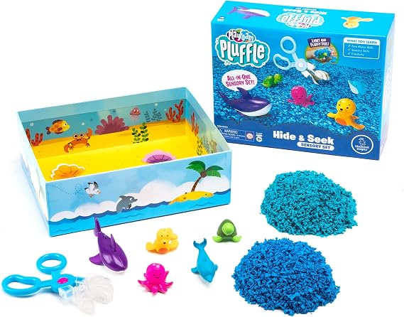 Learning Resources Playfoam Pluffle Ocean Sensory Set, Tuff Tray Sensory Play Activity, Indoor Messy Play Kit, Developmental Sensory Toy, Fidget Toy, 3 Fine Motor Toys Ages 3+