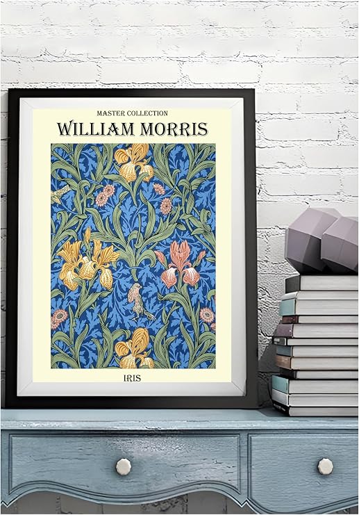Iris - William Morris A4 Wall Art Print Vintage Floral Design Poster Arts And Crafts Style Home Office Decoration