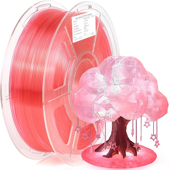 iSANMATE Rapid Clear Light Pink PLA Filament 1.75mm, 3D Printer Filament Transparent Filament, for Bambu Lab 3D Printers, AMS, AMSLite, 1kg Spool (2.2lbs)
