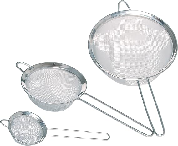 KitchenCraft Stainless Steel Fine-Mesh Kitchen Sieves (3-Piece Set), Silver