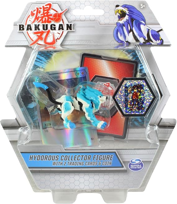 BAKUGAN - Collector Figures With 2 Trading Cards & Collectors Coin - Hydorous Blue