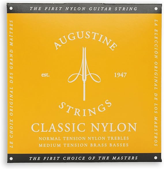 Augustine Classic Gold Label Nylon Guitar String (Complete Set) for Classical Guitars - Regular Tension Trebles, Medium Tension Basses - Warm, Mellow Tone