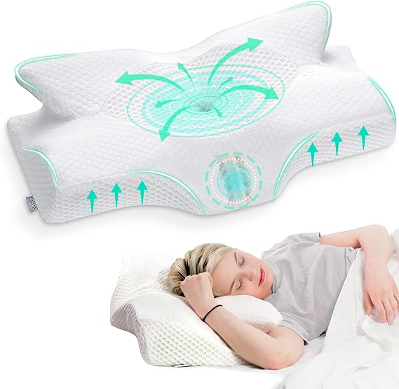 Elviros Cervical Memory Foam Neck Pillow for Neck Pain Relief