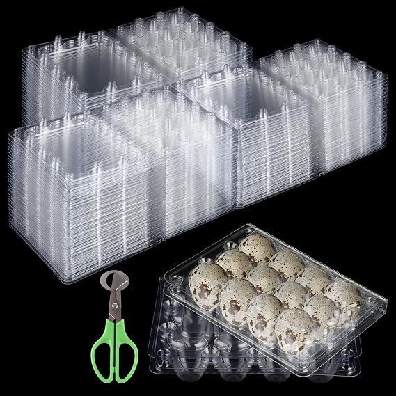 Pack of 150 Quail Egg Boxes 12 Grid Quail Egg Boxes Egg Box Plastic Quail Egg Boxes with Lid PVC Eggs Storage Box Egg Holder for Quail Eggs
