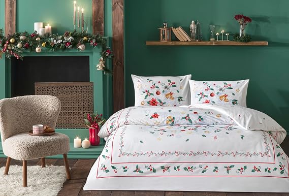 TAÇ Charm Glowlu Ranforce Standart Pamuk Nevresim Takımı, Kırmızı, Çift Kişilik