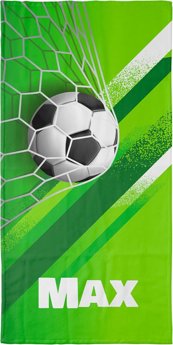 Football Name Towel - Unique Printed Towel Personalised Gift for Family & Friends - Kids Football Fans Footballers Training & Holidays - 70 x 140 cm