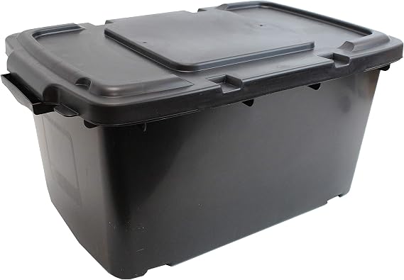All-Green Coral 44 Litre Black Outdoor Kerbside Waste Recycling Box/Storage Box - With Various Lid Combinations (Box & Black Lid)