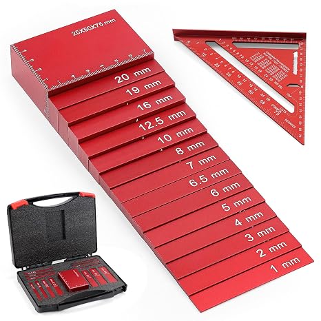 15 Pcs Setup Blocks Metric, Precision Height Gauge Set for Woodworking