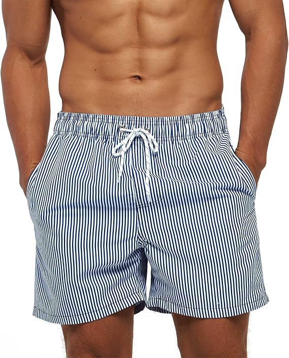 Mens Swimming Shorts Waterproof Quick Dry Swimming Trunks Surfing Board Shorts Beach Shorts with Mesh Lining 3 Pockets