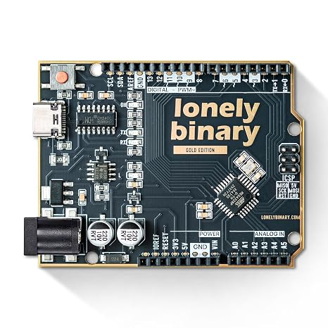 Lonely Binary UNO R3 ATmega328P Board USB-C ENIG Gold