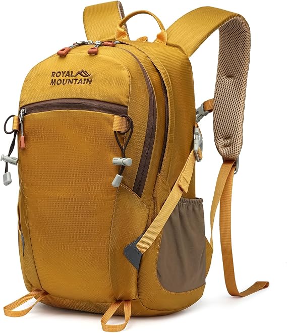 Lightweight Hiking Backpack, 20L Women/Men Waterproof Travel Rucksack Bag with Rain Cover, Outdoor Small Foldable Daypack for Student, Fit for 12.9 inch Laptop (Mirror Yellow, 20L)