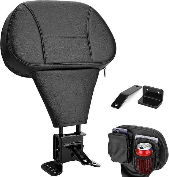Driver Rider Backrest, Adjustable Detachable Plug-in Rider Back Rest Pad Fit for Harley Davidson Touring Street Glide Electra Glide Road Glide Road King CVO 1997-2024, Black