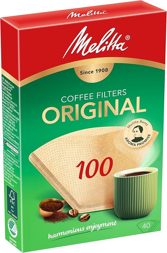 Melitta Paper Filters Size 100, Natural Brown, 40 Units