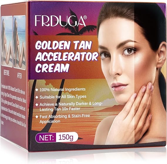 Tanning Accelerator Cream, Sun Bed Tanning Accelerator, Intensive Tanning Cream for Fast and Natural Tan, Long-Lasting Hydrating Formula 150g