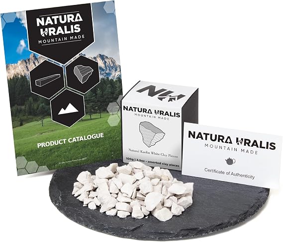Natura Uralis Kaolin White Clay | 100g of Natural White Clay, Pure White to Off-White - Amazing Crunch, Satisfying Earthy, Velvety and Firm Texture, ASMR Sensation