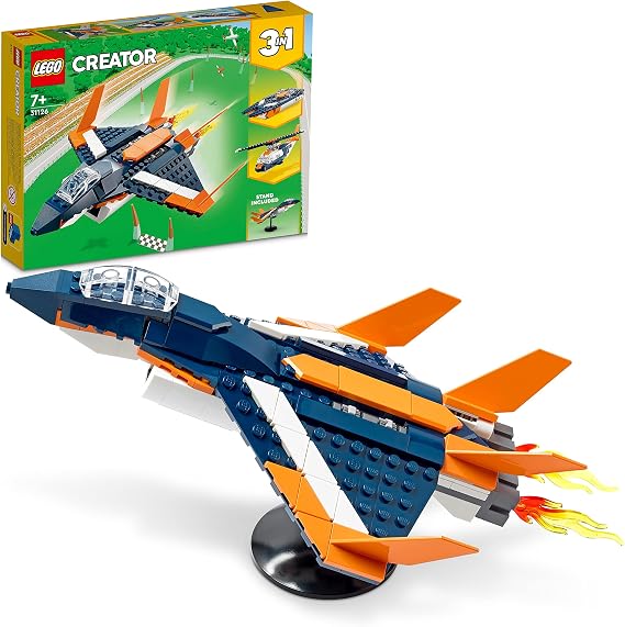 LEGO® Creator 3’ü 1 Arada Süpersonik Jet 31126-7 Yaş ve Üzeri Çocuklar için Jet Uçağı, Helikopter ve Sürat Teknesi İçeren Oyuncak Yapım Seti (215 Parça)
