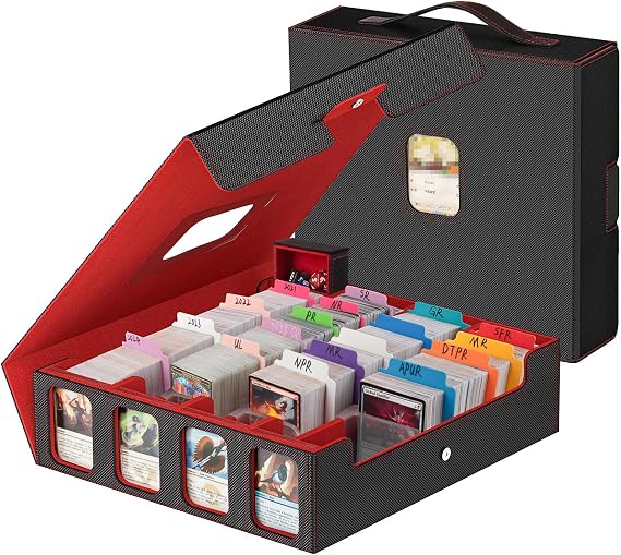 Trading Card Storage Box with 4 Commander Displays, Holds 3200+ MTG Cards
