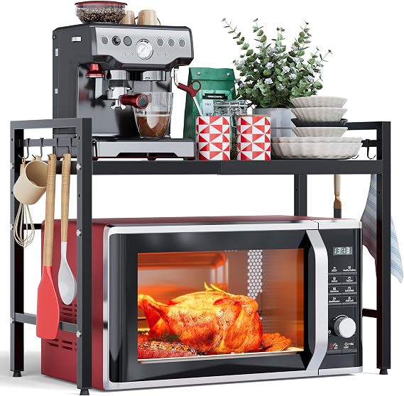 NETEL 2 Tier Expandable Microwave Shelf, Metal Microwave stand Countertop
