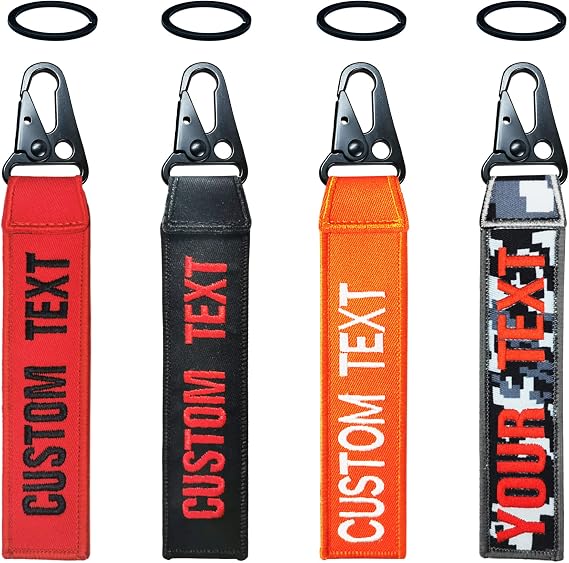 misscase Customized Keychain, Personalized Keychain Embroidery key ring accessories for Women, Men, luggage, Travel Backpack