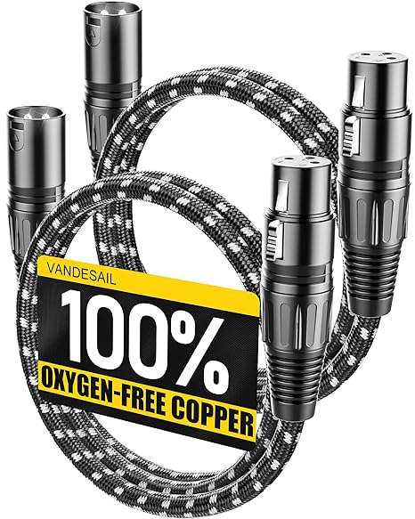XLR Cables 0.9m / 3ft 2 Pack, Nylon Braided XLR Microphone Cable