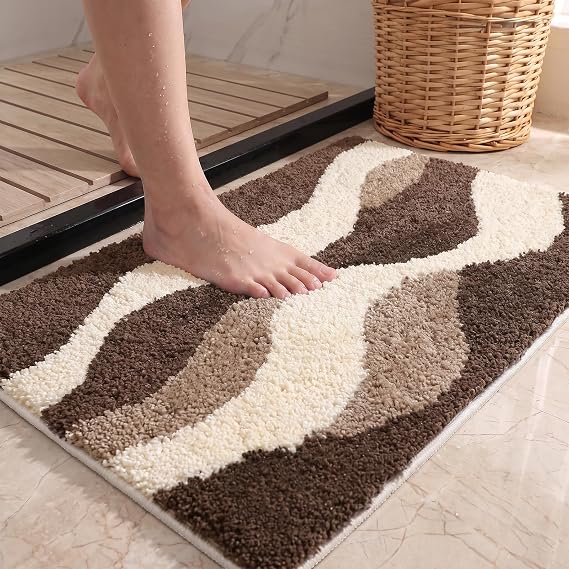 Microfibre Bath Mat, Non Slip Bathroom Rugs for Bathtub 40x60cm Brown