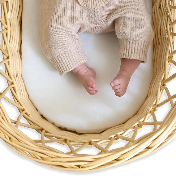 Clair de Lune Wicker Moses Basket Fibre Mattress - (65 x 28 cm)