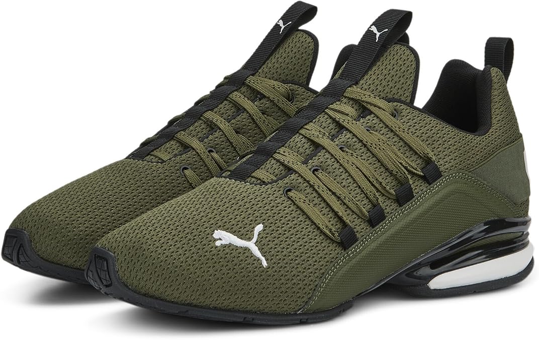 PUMA Men's Axelion Refresh Running Shoes 44 Green Moss Black Feather Grey