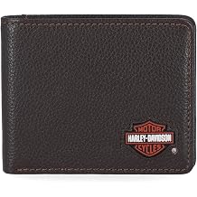Harley-Davidson Men's Leather RFID Blocking Wallet, Triple Folding