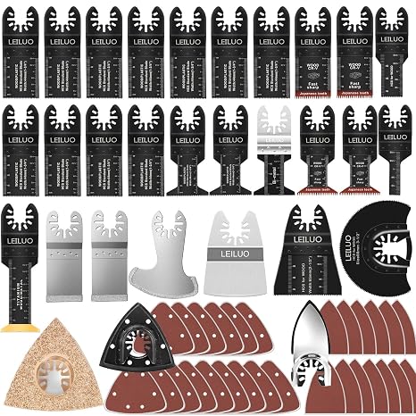 LEILUO 155Pcs Multi Tool Blades, Multitool Saw Blade Set Sanding Kit