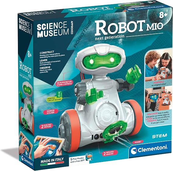 Clementoni- Robot Science Museum Mio: Programmable Interactive Robot STEM Building Set (8+ Years)