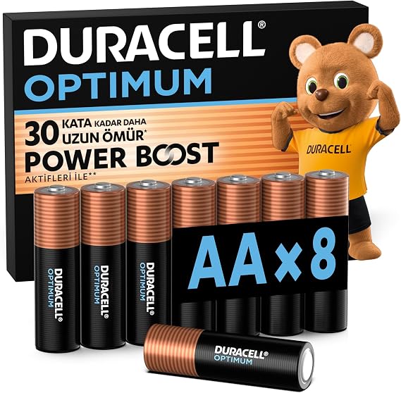 DURACELL OPTIMUM AA Alkalin Pil (8’li Paket) – 1,5V