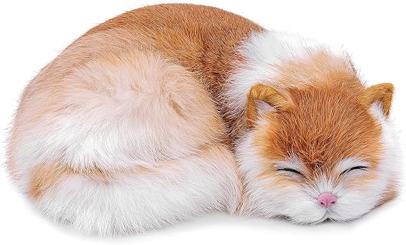lilizzhoumax Realistic Ginger Cat Sleeping Ornament 21cm