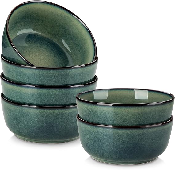 vancasso Starry Cereal Bowls Set of 6, 780ml Ceramic Green