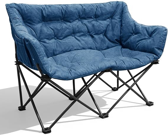 Double Camping Chair for Adults, Oversized Sofa 320KG, Blue