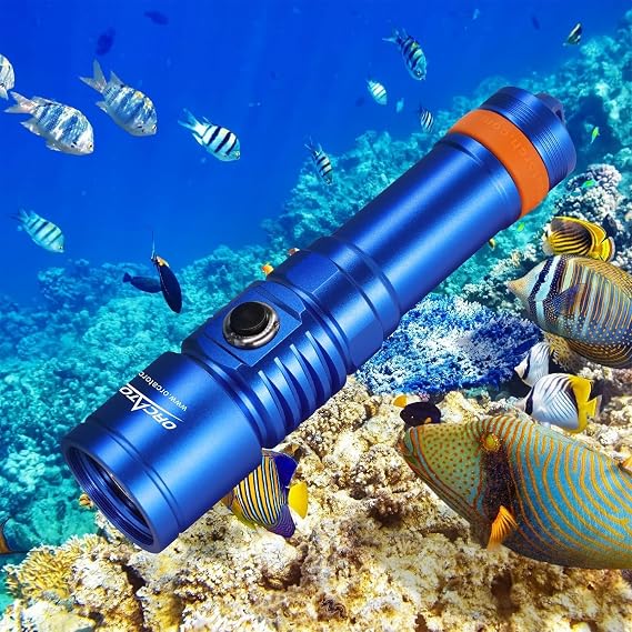 ORCATORCH D710 Dive Torch 3000 Lumens,6° Narrow Beam for Scuba Diving, Blue [Energy Class A+++]