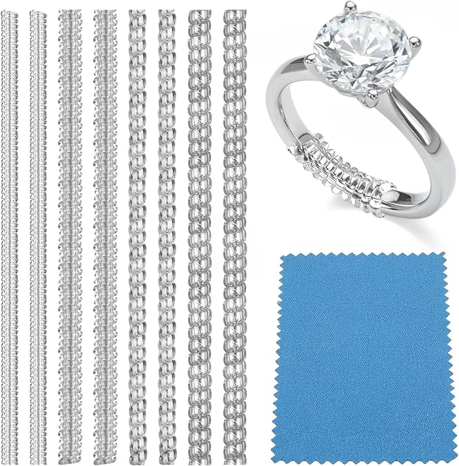 8 Pack Ring Adjuster for Loose Rings, 4 Sizes Invisible Ring Size Adjuster