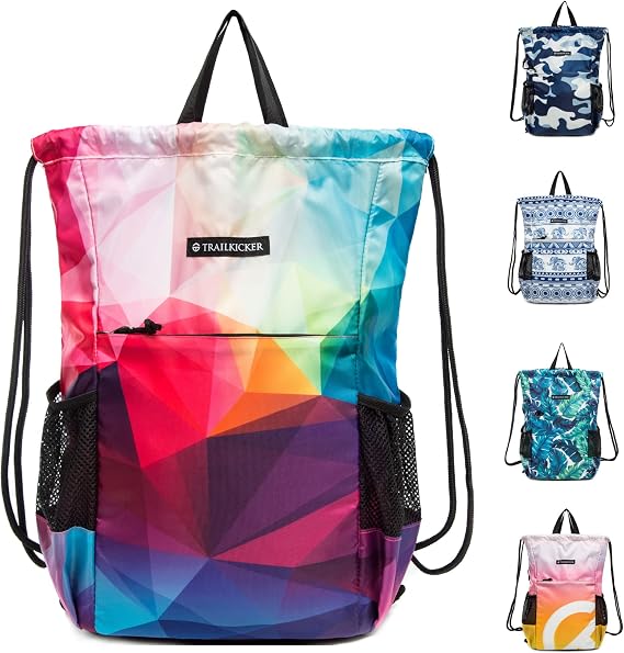 TRAILKICKER Drawstring Backpack for Basketball, Football, Volleyball, Gym, Sports, Drawstring Bag, Waterproof, for Men and Women, with Smooth Zipper and Two